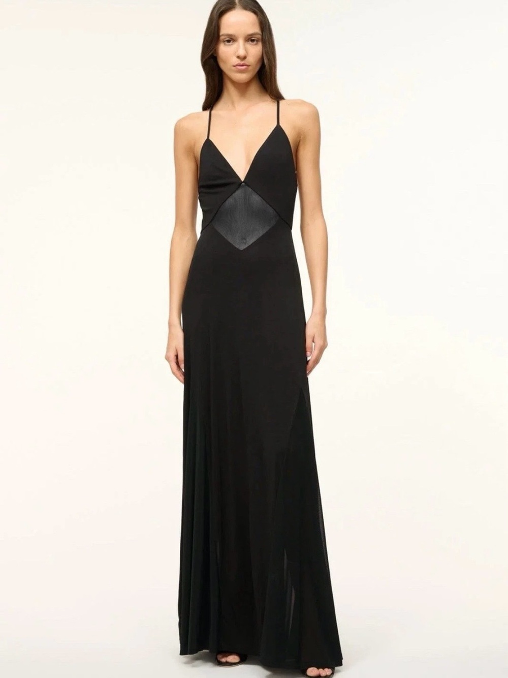 STAUD Fleur Dress – Black Sheer Cutout Maxi Gown NWT Size Small MSRP$450 - Picture 5 of 16